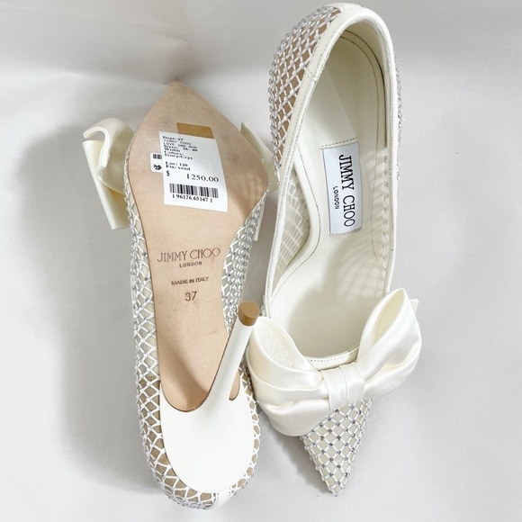 New Jimmy Choo Love 100 Crystal Satin Bow Pump - Picture 11 of 11